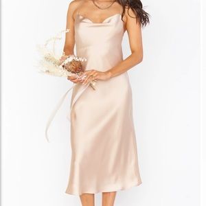 Show Me Your MuMu Verona Cowl Dress in Champagne Luxe Satin